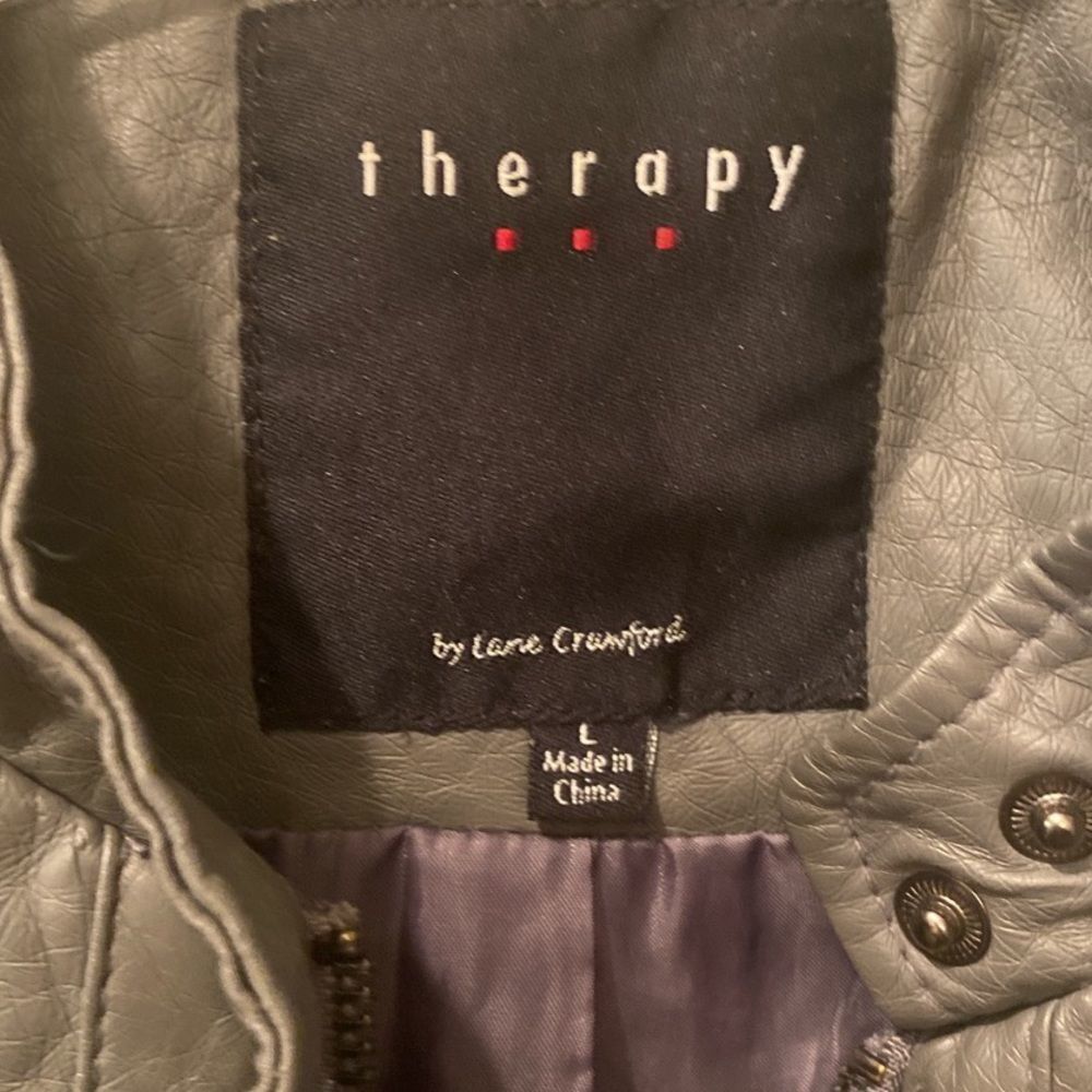 Therapy By Lane Crawford Gray Faux Leather Jacket Size Large - Picture 3 of 6